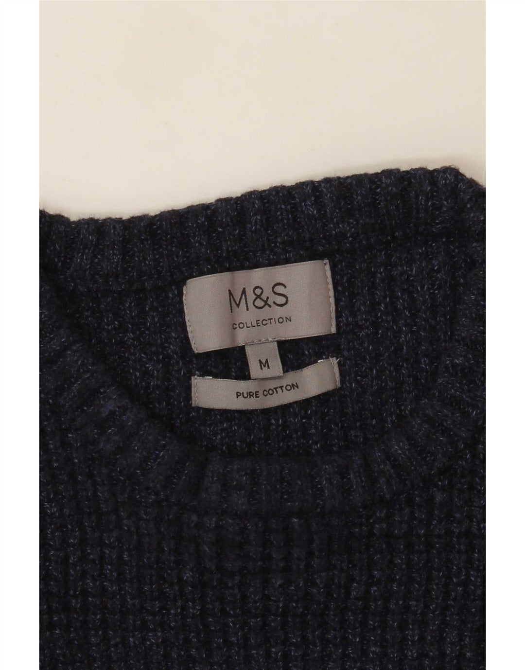 Maglione maglione girocollo da uomo Marks & Spencer cotone medio blu navy