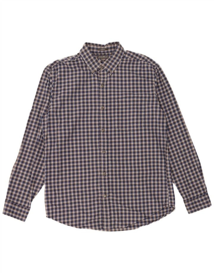 EDDIE BAUER Camicia da uomo in flanella dalla vestibilità classica, cotone a quadri grigio medio