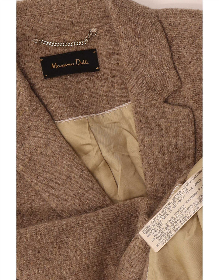 Giacca blazer da donna a 2 bottoni Massimo Dutti EU 38 piccola lana screziata beige