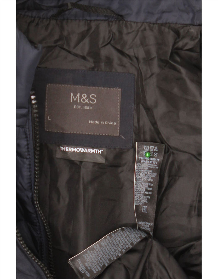 Giacca imbottita da uomo Marks & Spencer UK 40 grande poliestere blu navy