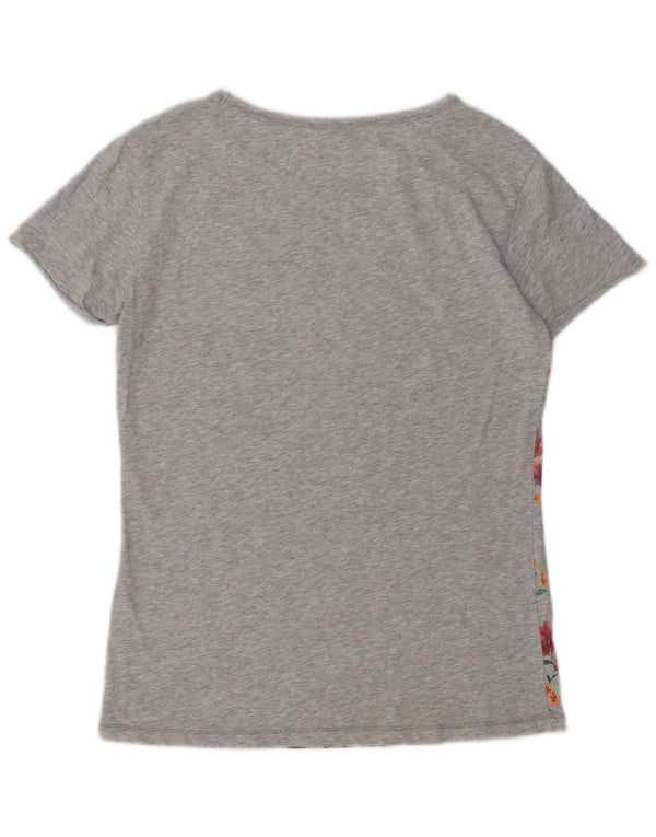 T-shirt grafica da donna Lotto Top UK 12 Grigio medio floreale