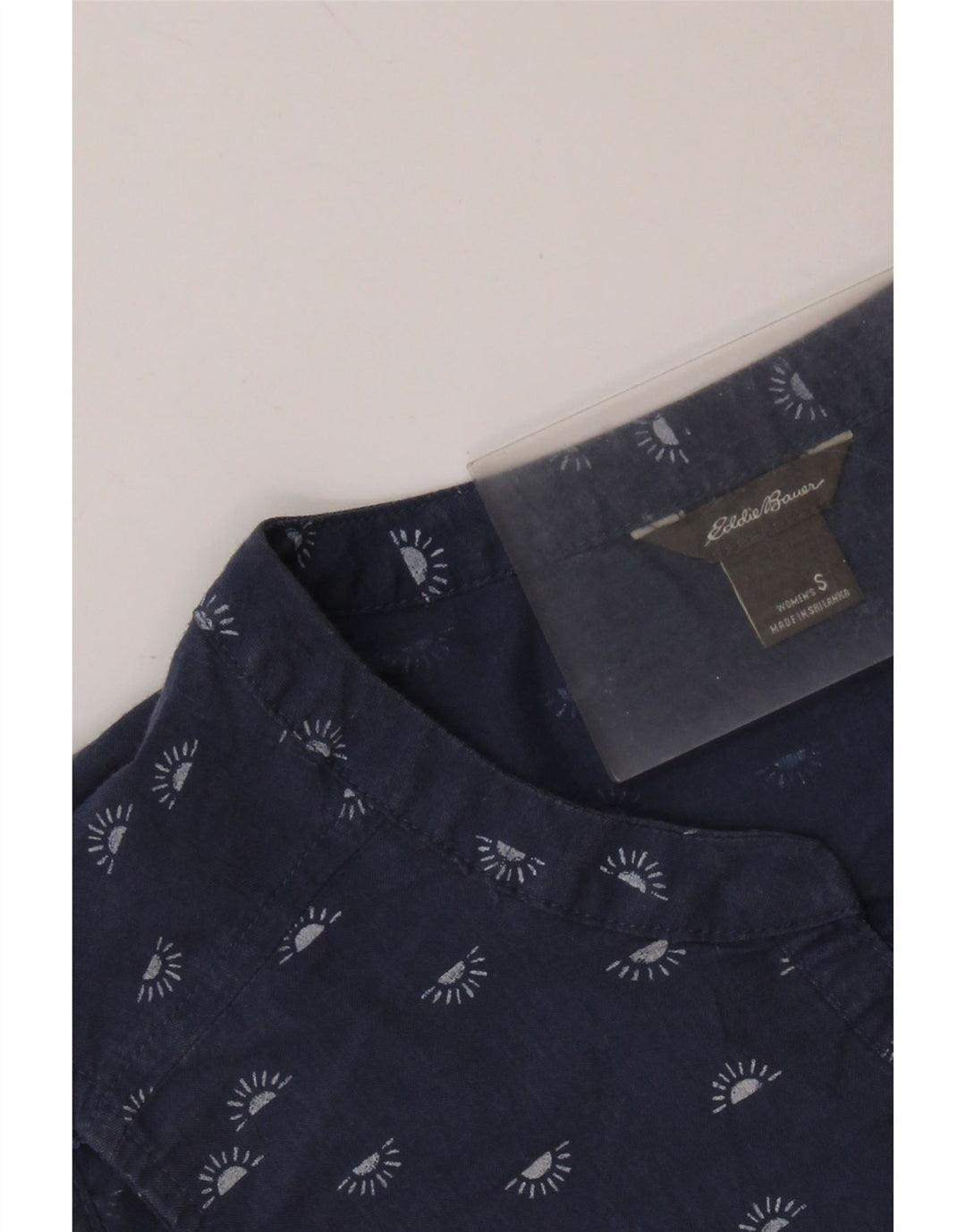 EDDIE BAUER Camicetta senza maniche da donna UK 10 Small Blu navy maculato