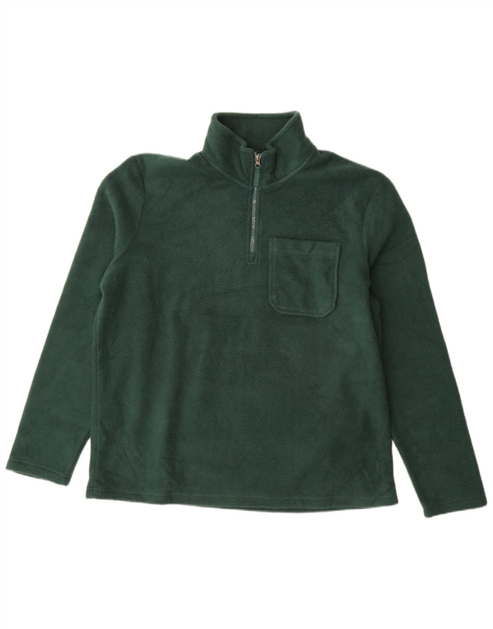 Maglione in pile da uomo Marks & Spencer con zip e collo grande in poliestere verde