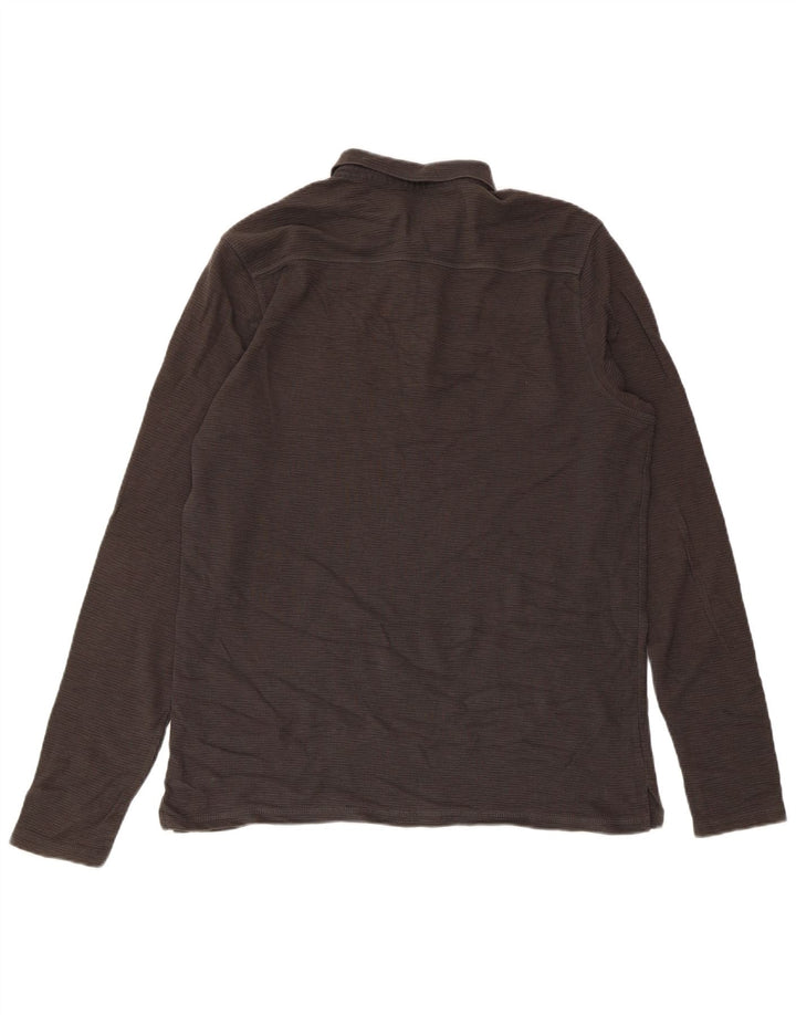 Polo da uomo a maniche lunghe All Saints in cotone grigio medio