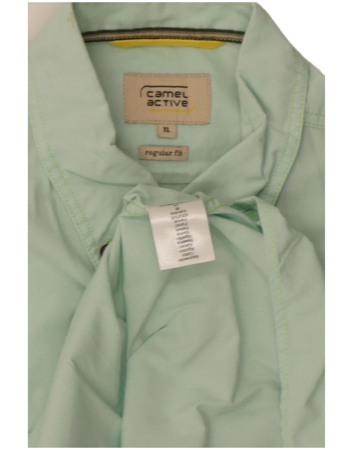 Camicia da uomo a maniche corte Regular Fit Camel Active XL in cotone verde
