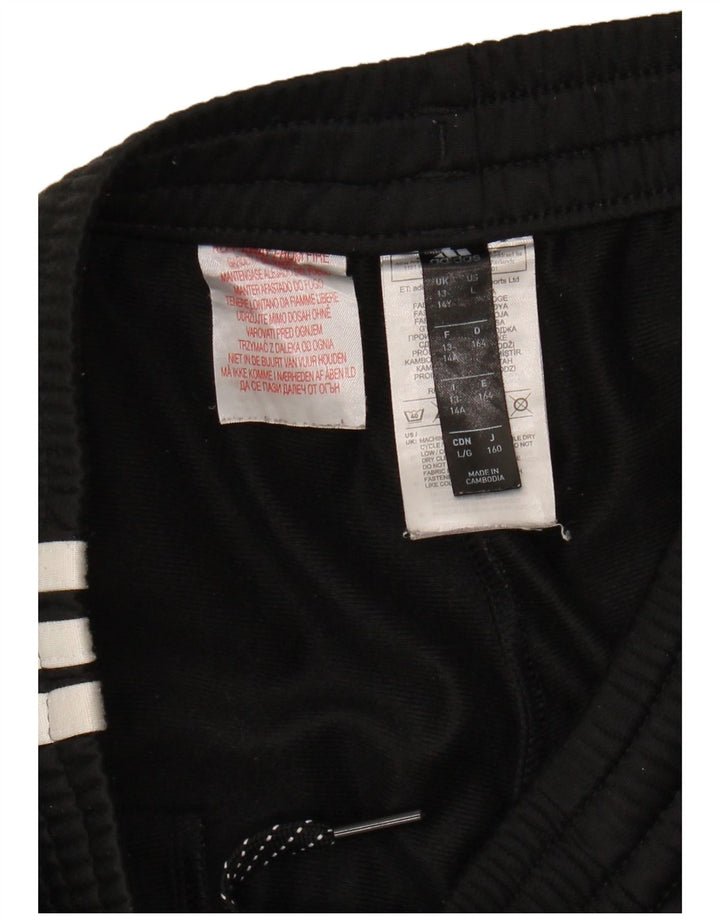 ADIDAS Boys Tracksuit Trousers Joggers 13-14 Years Black Polyester
