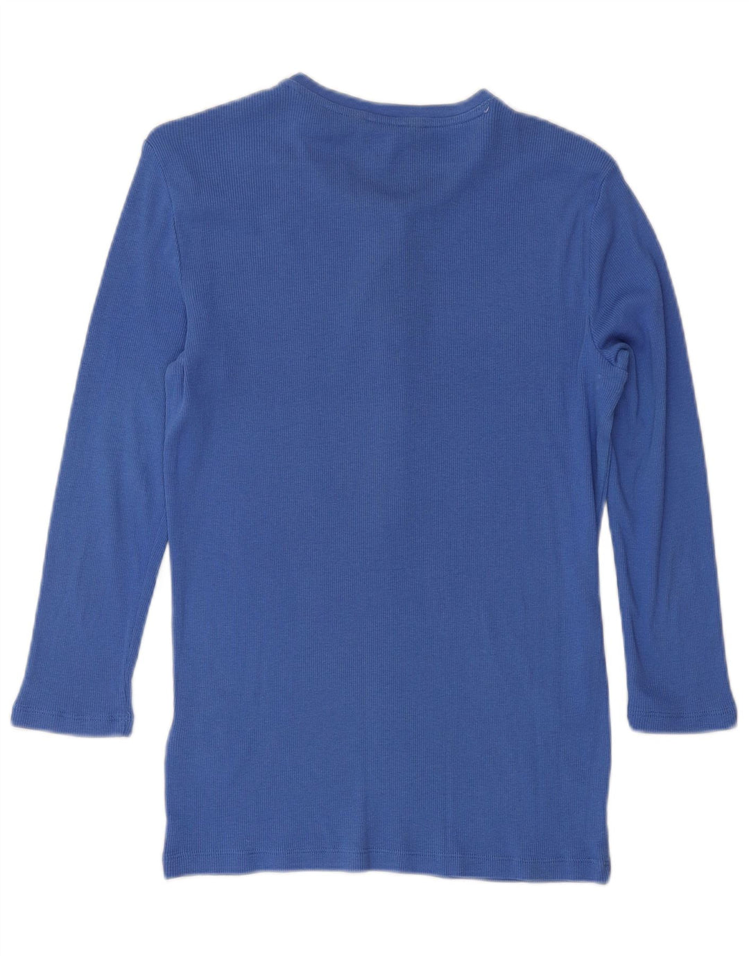 RALPH LAUREN Top da donna manica 3/4 UK 12 cotone blu medio