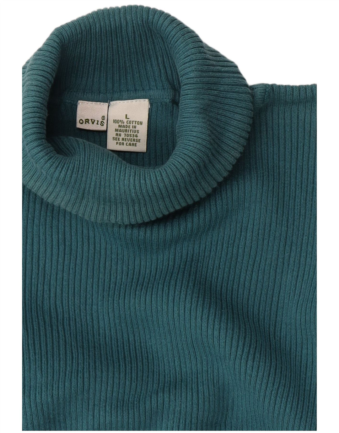 Maglione maglione collo alto da donna ORVIS UK 16 grande cotone blu