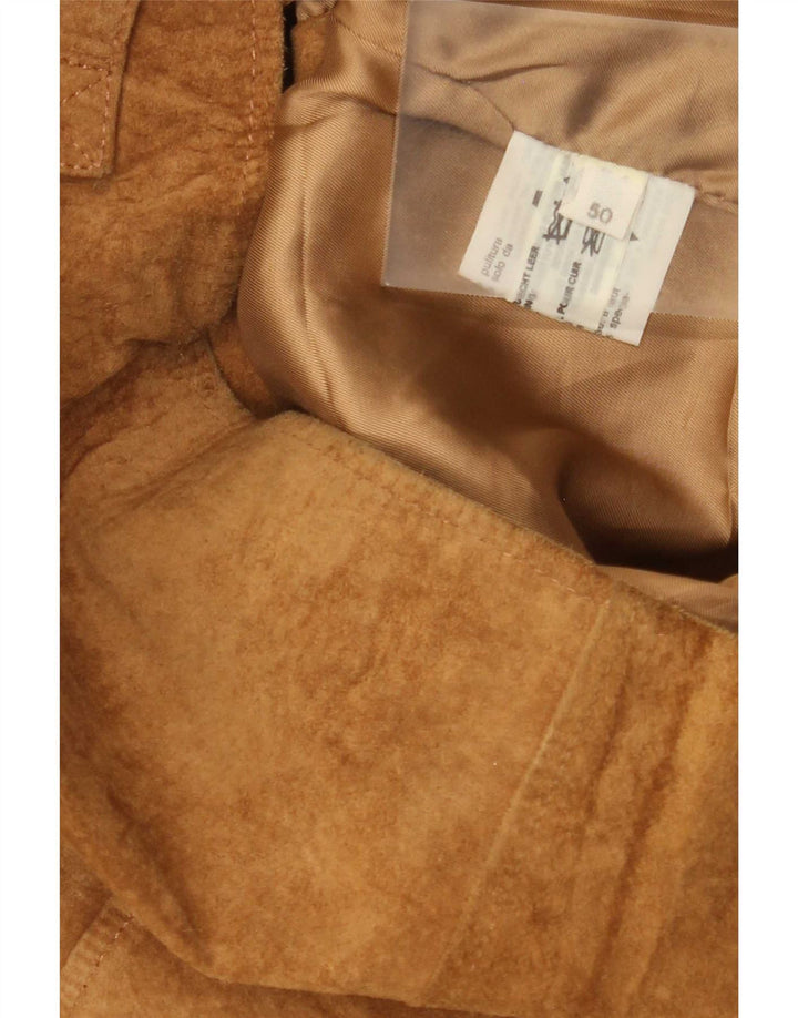 Giacca vintage in pelle scamosciata da uomo IT 50 grande in pelle beige