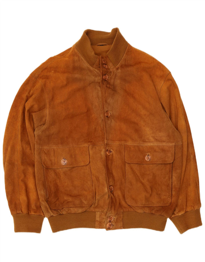 Giubbotto bomber vintage in pelle scamosciata da uomo IT 54 2XL Beige