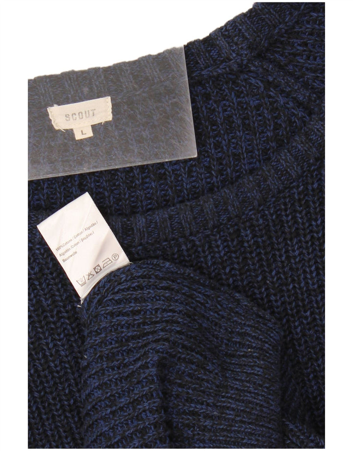 Maglione da uomo con scollo a barca Scout, grande in cotone blu navy