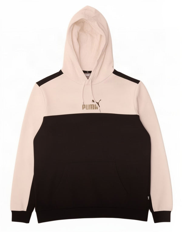 Felpa con cappuccio da uomo Puma Large in cotone color block nero