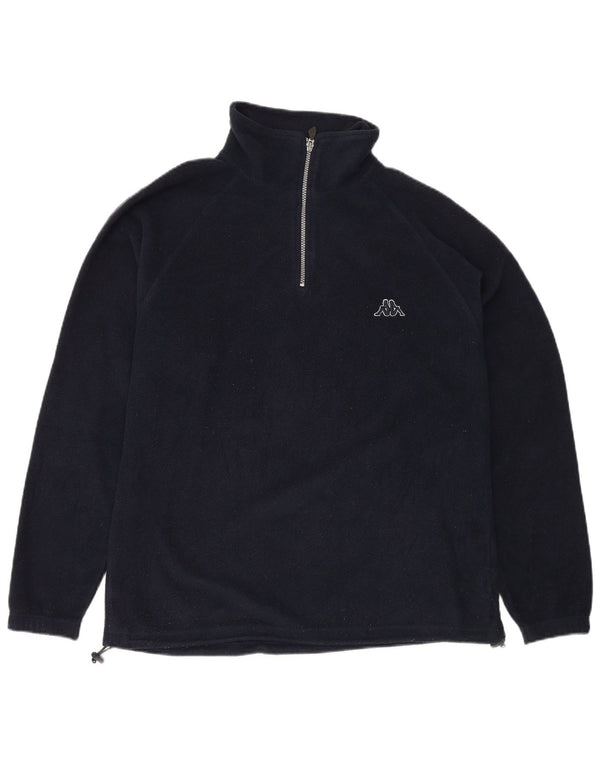 Maglione in pile Kappa da uomo con zip e collo, medio, blu navy, poliestere sportivo