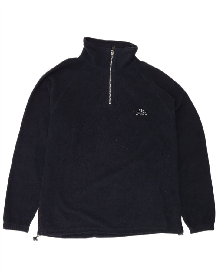 Maglione in pile Kappa da uomo con zip e collo, medio, blu navy, poliestere sportivo