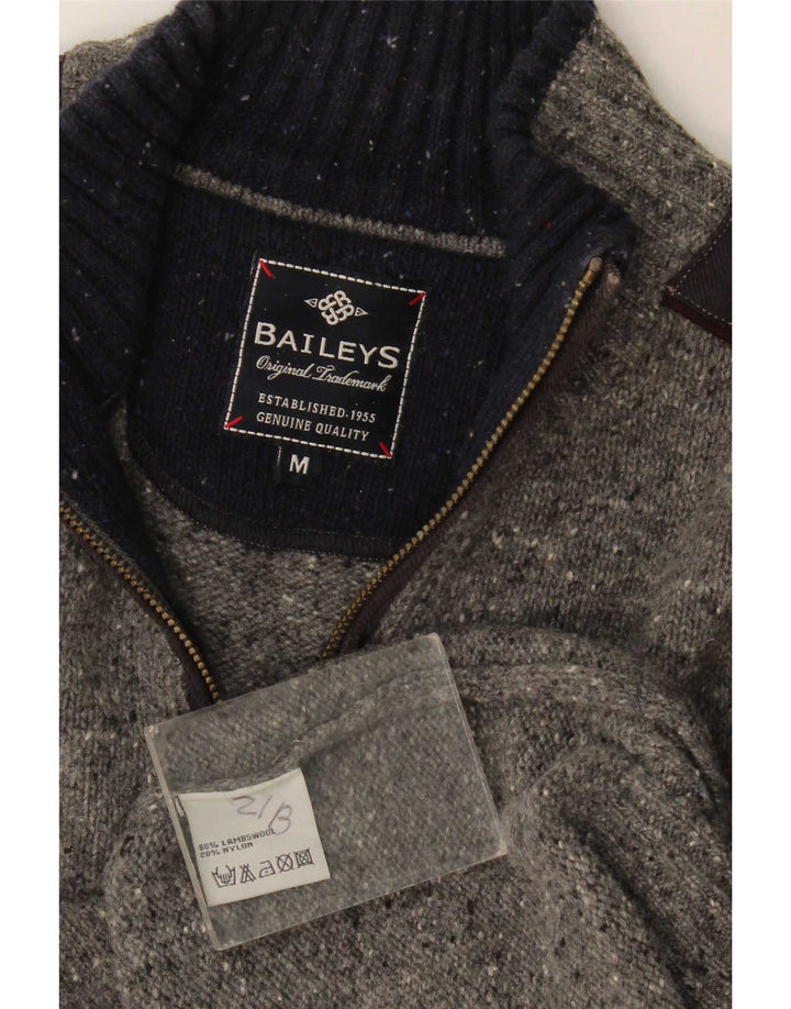 Maglione da uomo con zip e collo Baileys in lana d'agnello color block grigio medio