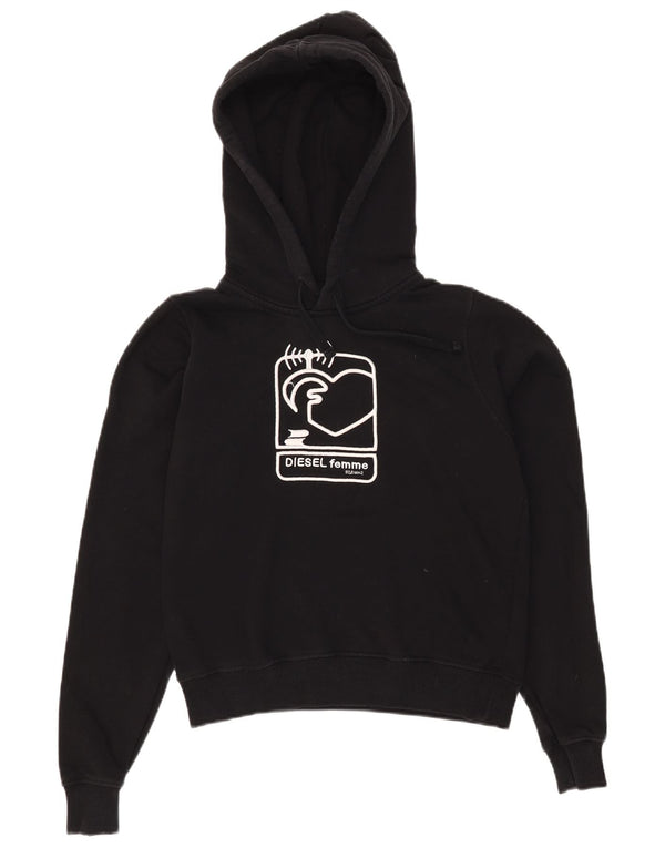 Felpa con cappuccio grafica da uomo Diesel XS in cotone nero