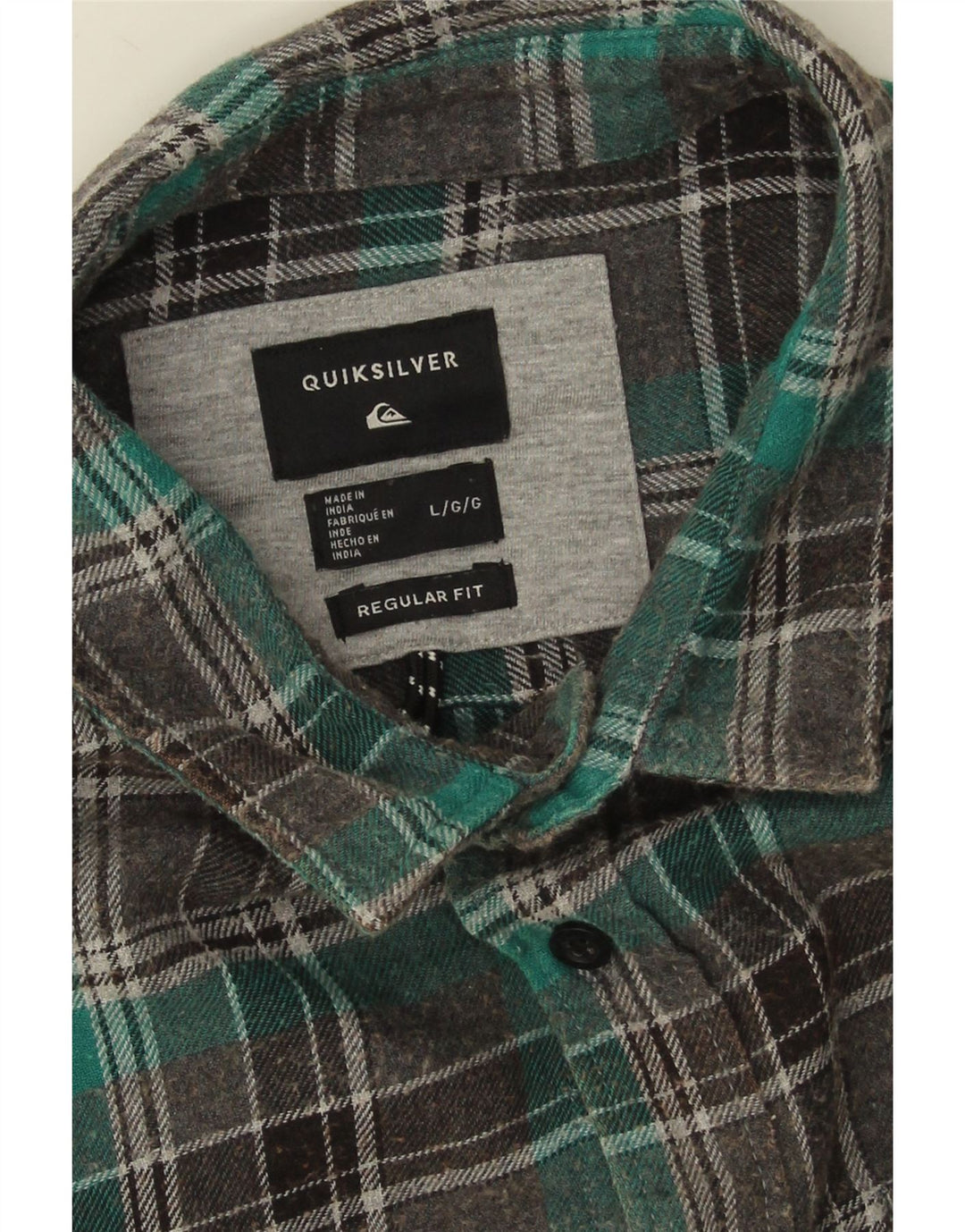 Camicia Quiksilver da uomo in flanella vestibilità regolare, cotone a quadri grigi grandi