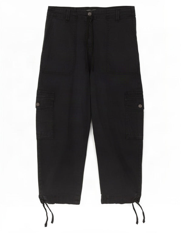Pantaloni cargo a vita alta da donna Marks & Spencer UK 14 Large W32 L22 neri