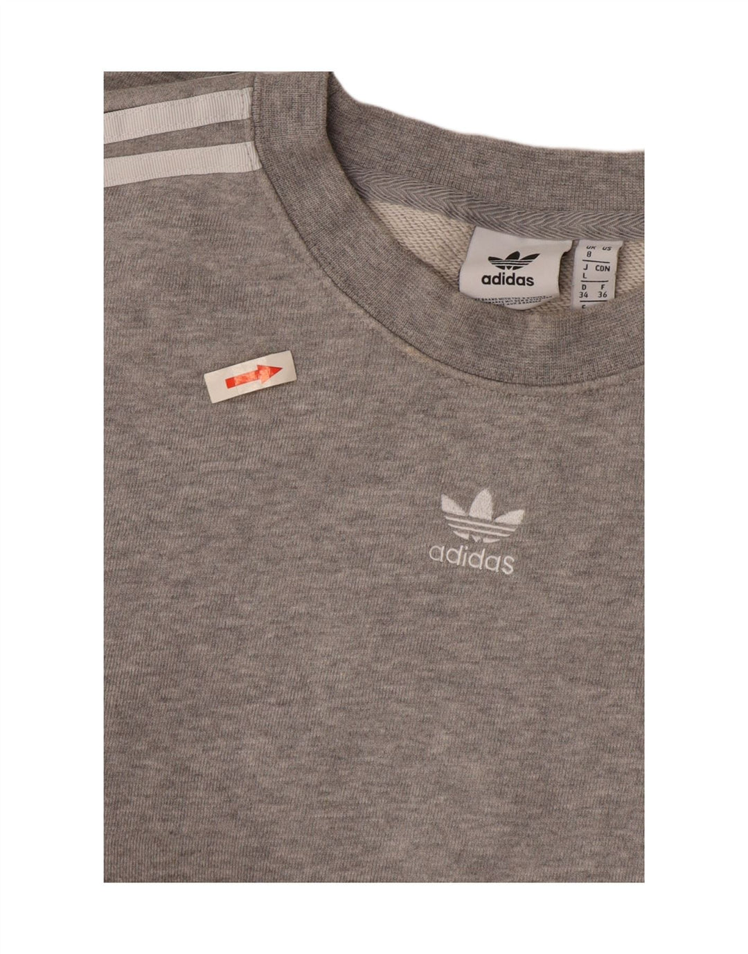 Felpa oversize corta Adidas da donna, maglione UK 8, piccolo cotone grigio