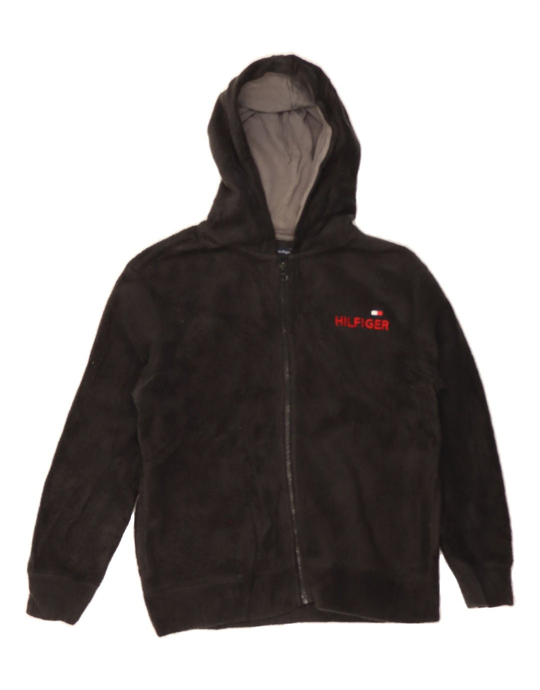 TOMMY HILFIGER Womens Hooded Fleece Jacket UK 10 Small Black Polyester Vintage Tommy Hilfiger and Second-Hand Tommy Hilfiger from Messina Hembry 