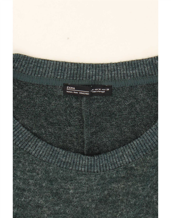 Maglione maglione girocollo da donna Zara UK 14 verde medio