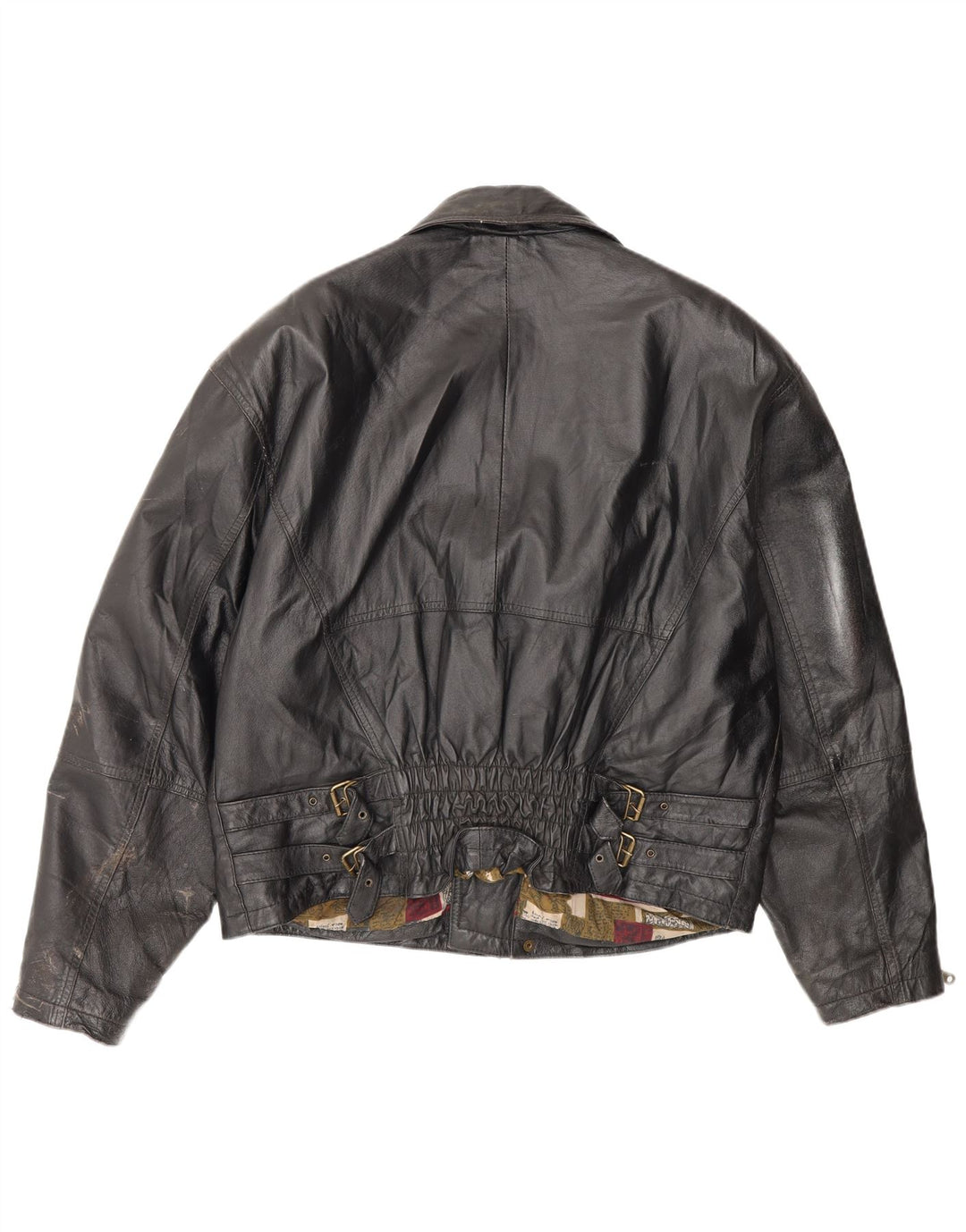 Giacca da motociclista in pelle da uomo vintage IT 50 media nera
