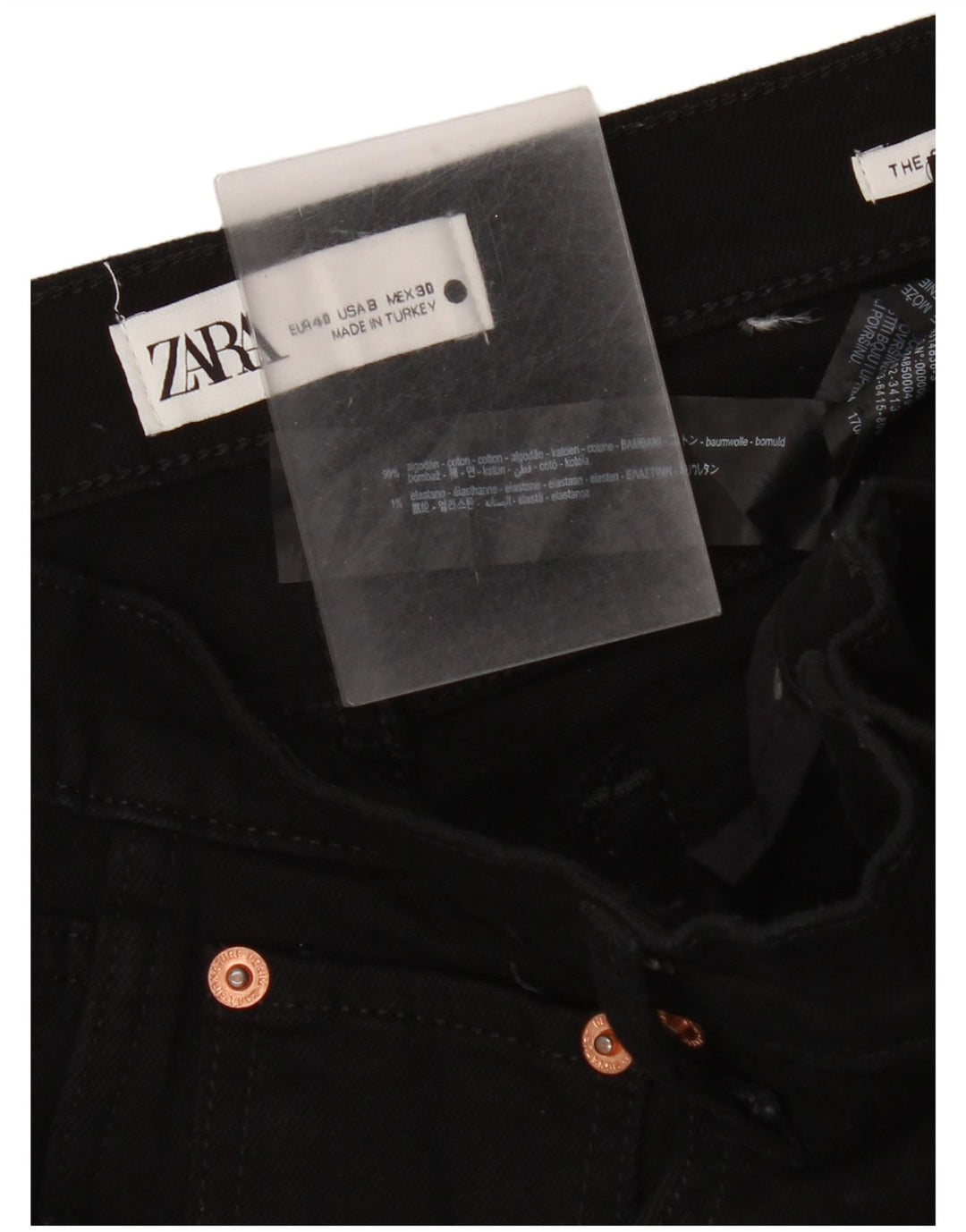 Jeans slim da donna Zara EU 40 medio W30 L32 cotone nero