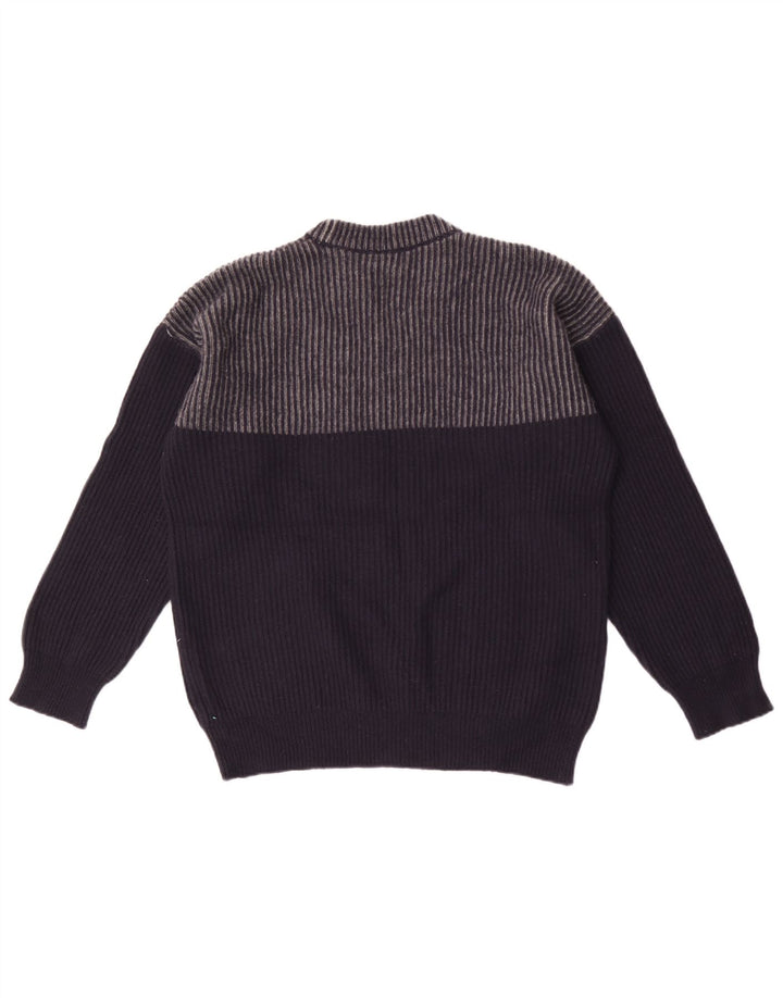 Maglione maglione girocollo da uomo French Connection XL Lana a righe blu navy