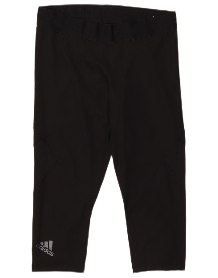 Leggings Adidas Tech Fit Capri da donna UK 16/18 Large Nero Poliestere