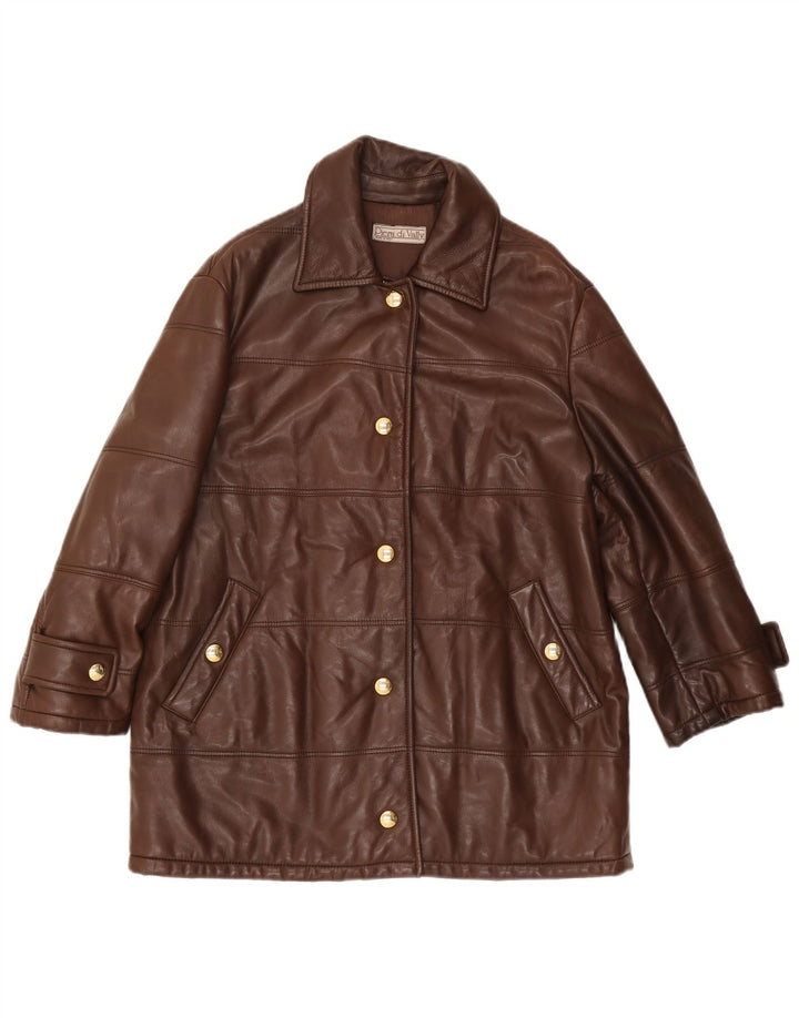 Giacca in pelle vintage da donna IT 42 Marrone medio