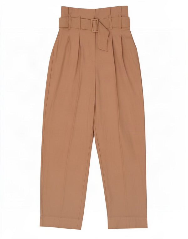 Pantaloni casual con ancoraggio a vita alta da donna Topshop UK 8 piccoli W26 L28 Beige