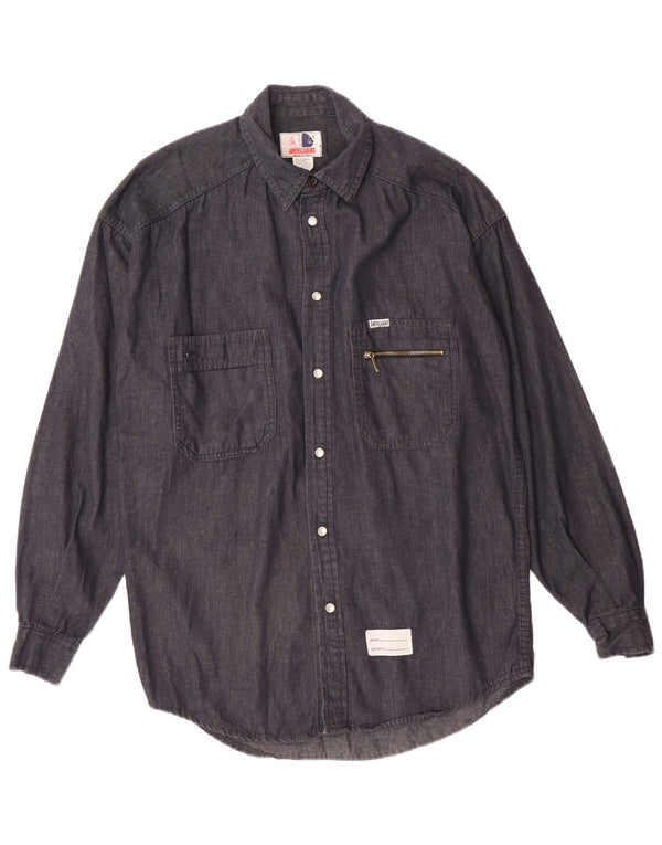 Camicia di jeans da uomo Americanino in cotone blu navy medio
