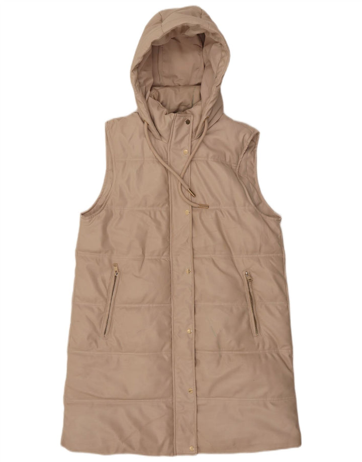 Cappotto imbottito senza maniche con cappuccio ZARA da donna UK 14 Poliestere beige medio
