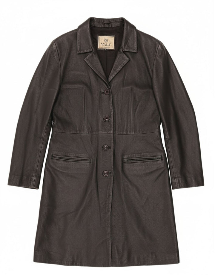 Soprabito in pelle da donna vintage UK 12 in pelle nera media