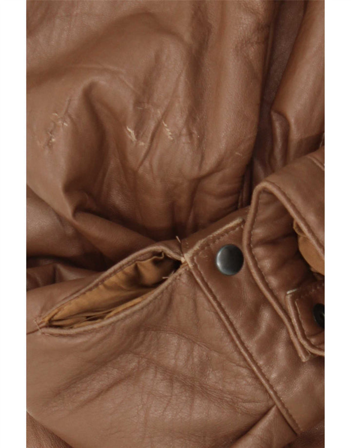 Giacca in pelle vintage da uomo IT 48 in pelle marrone medio