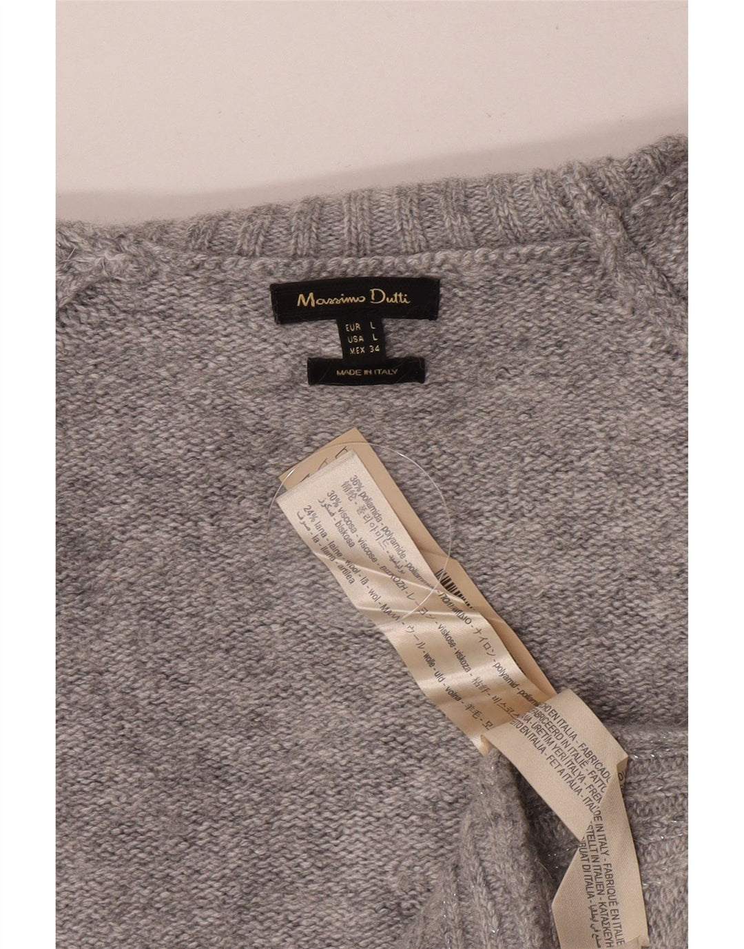 Massimo Dutti Maglione da donna con collo alto e maglione UK 16 Large Grigio in poliammide