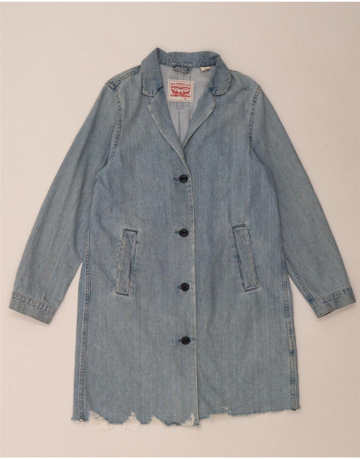Cappotto in denim oversize invecchiato da donna Levi's UK 10 piccolo cotone blu