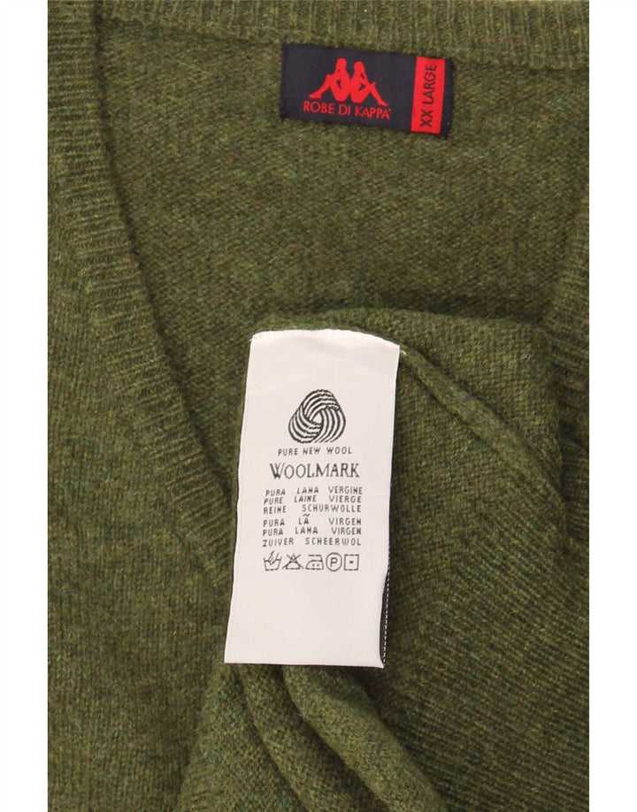 Maglione Kappa da uomo con scollo a V 2XL Lana vergine kaki