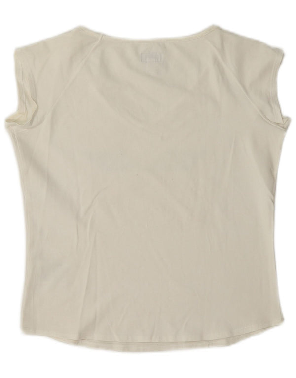 T-shirt grafica corta da donna Armani Jeans Top UK 10 piccola in cotone bianco