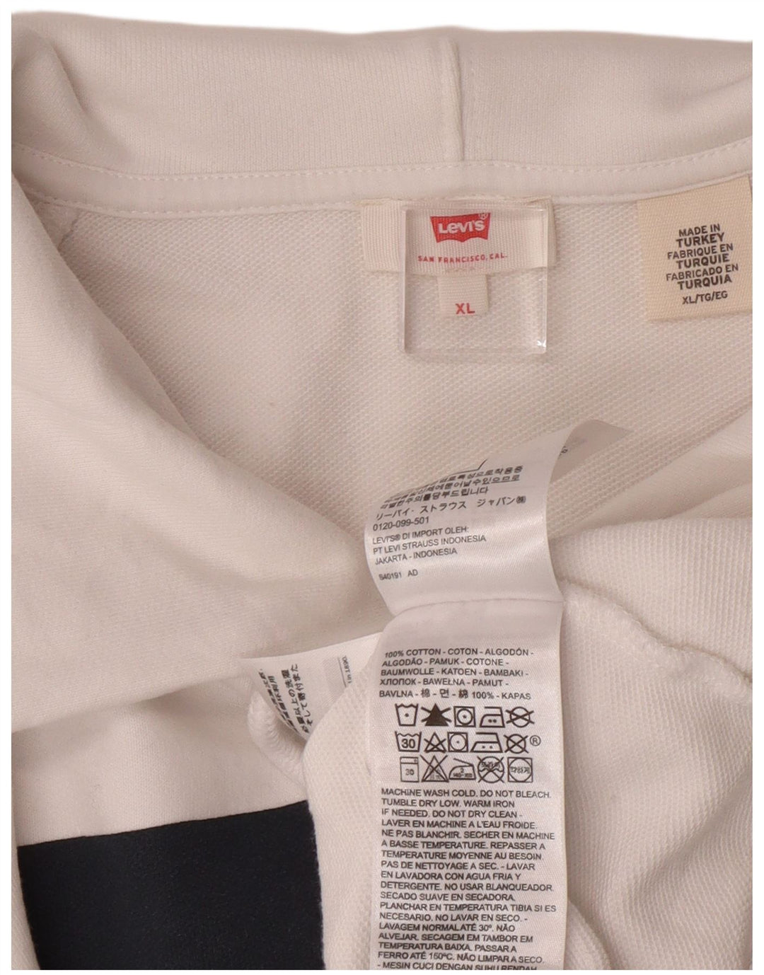 Felpa con cappuccio grafica da uomo LEVI'S XL in cotone bianco