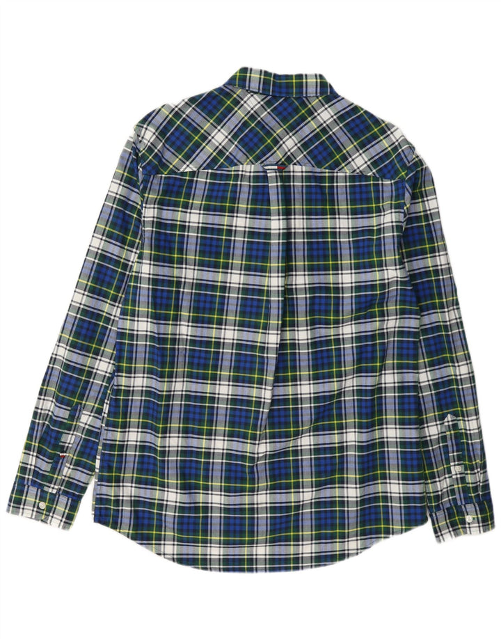 Tommy Hilfiger Camicia da uomo in flanella di cotone a quadri blu grandi