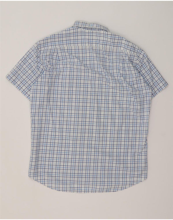 Lacoste Mens Short Sleeve Shirt Size 42 Large Blue Check Cotton