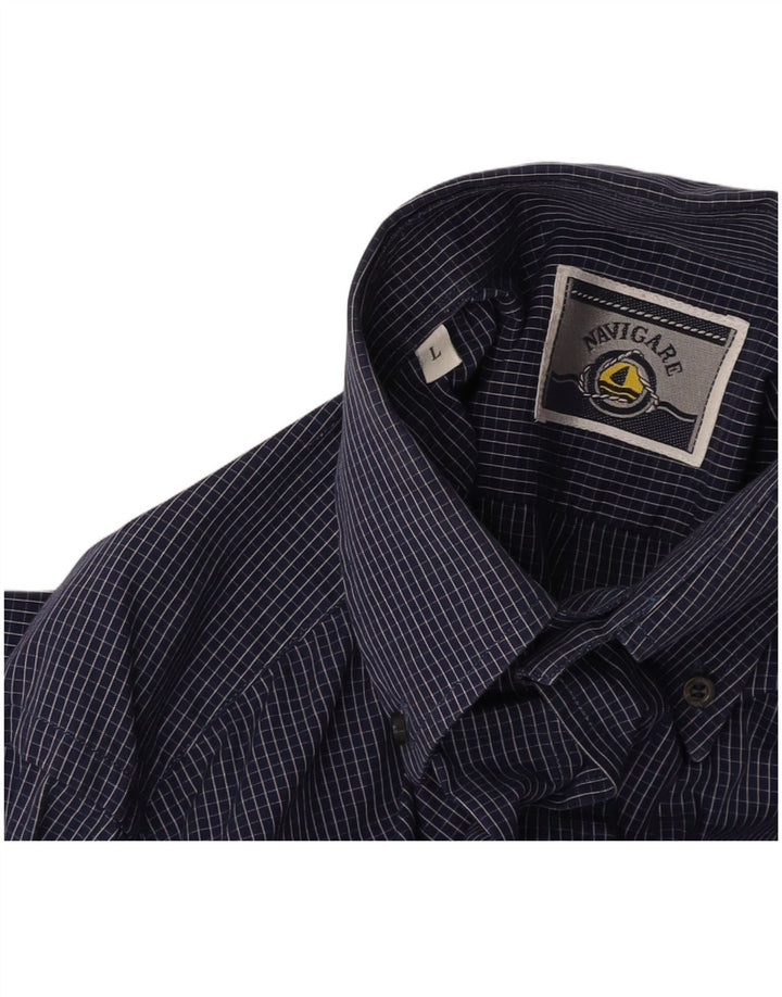NAVIGARE Camicia da uomo a quadri grandi blu navy
