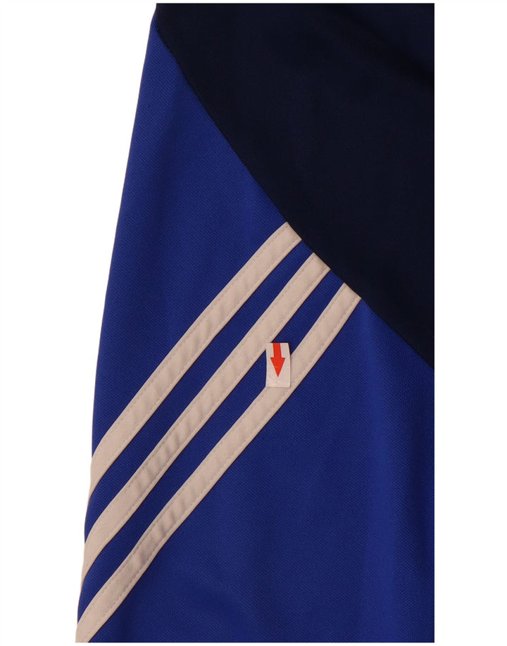 Adidas Uomo Climalite Pullover Tuta Top Blu Medio Colorblock
