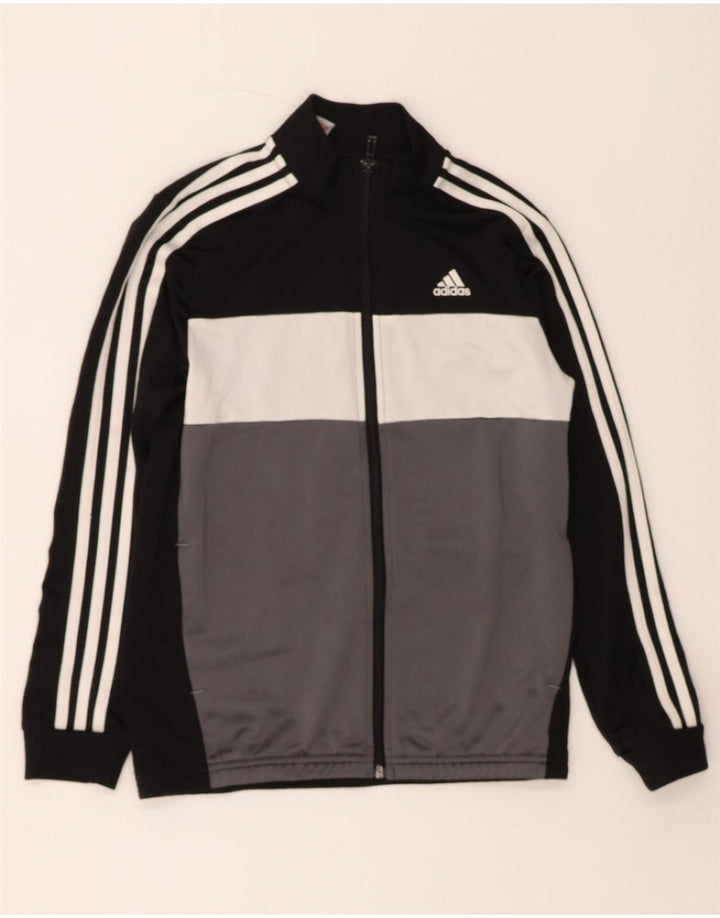 ADIDAS Boys Tracksuit Top Jacket 11-12 Years Black Colourblock Polyester Vintage Adidas and Second-Hand Adidas from Messina Hembry 