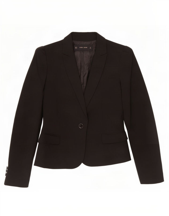 Giacca blazer a 1 bottone da donna Zara UK 12 poliestere nero medio