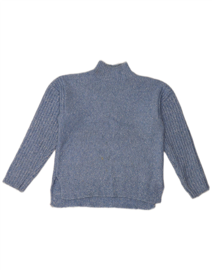 Maglione maglione a collo alto da donna Marks & Spencer UK 14 Blu medio screziato