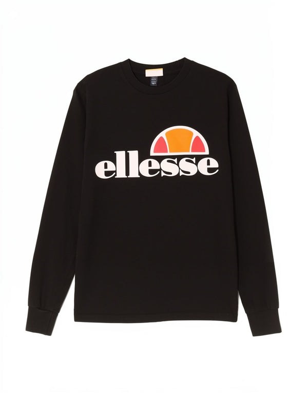 Top grafico da donna Ellesi manica lunga UK 4 XS nero cotone sportivo