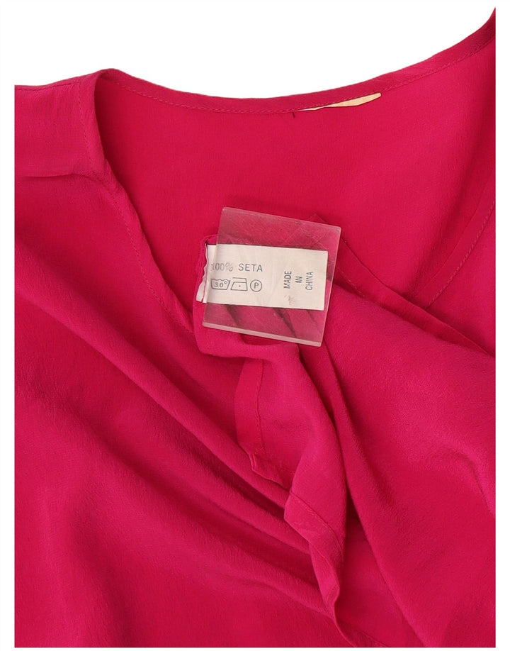 Camicetta vintage da donna Top UK 16 grande seta rosa