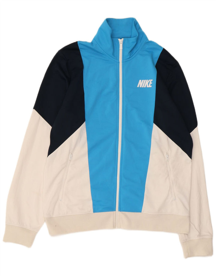 Giacca da tuta da uomo NIKE grande in poliestere color block blu